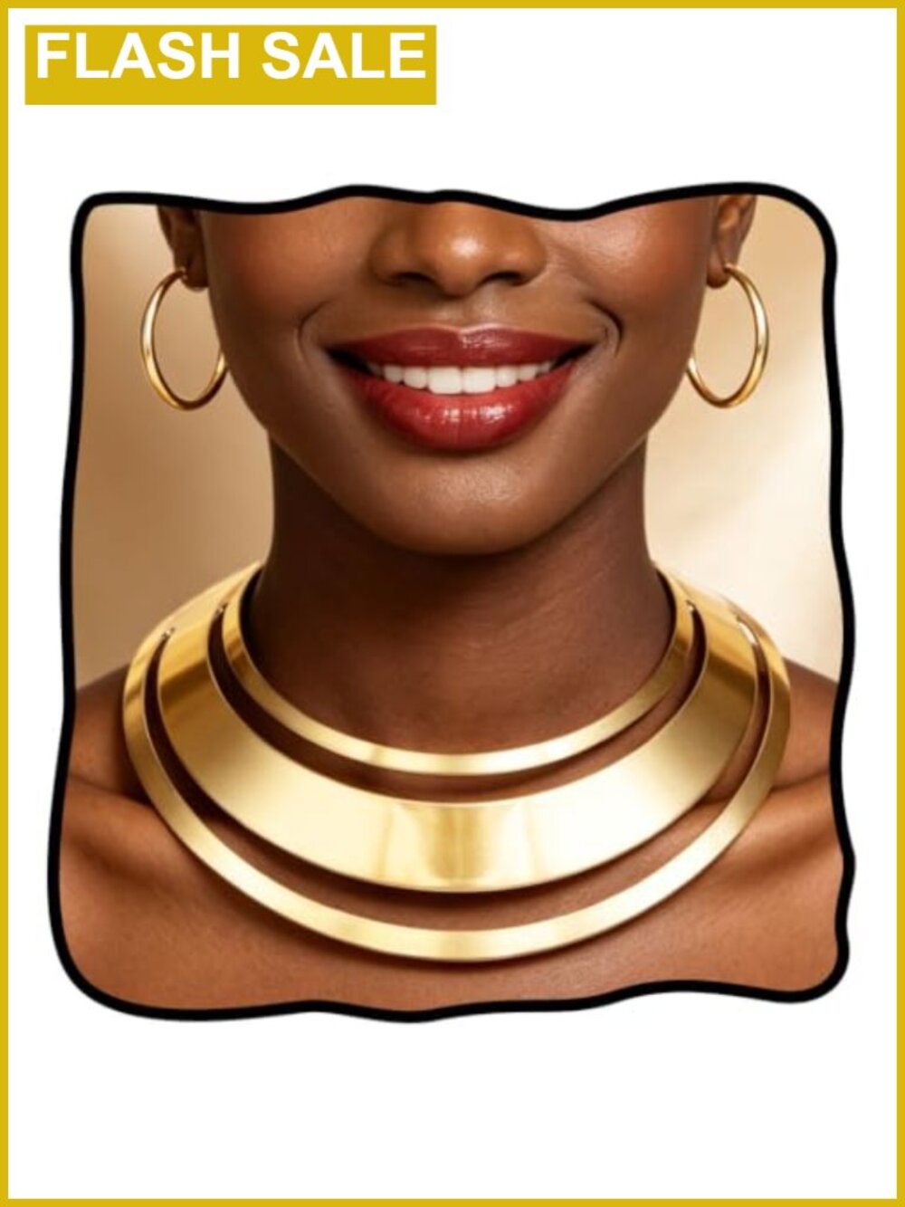 Gold Plated African Collar Necklace Earring Set Women